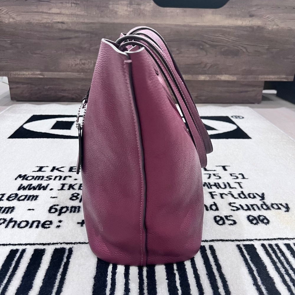 Coach Pebble Leather Cameron Large Tote Shoulder Bag in Burgundy / Wine - Picture 4 of 13